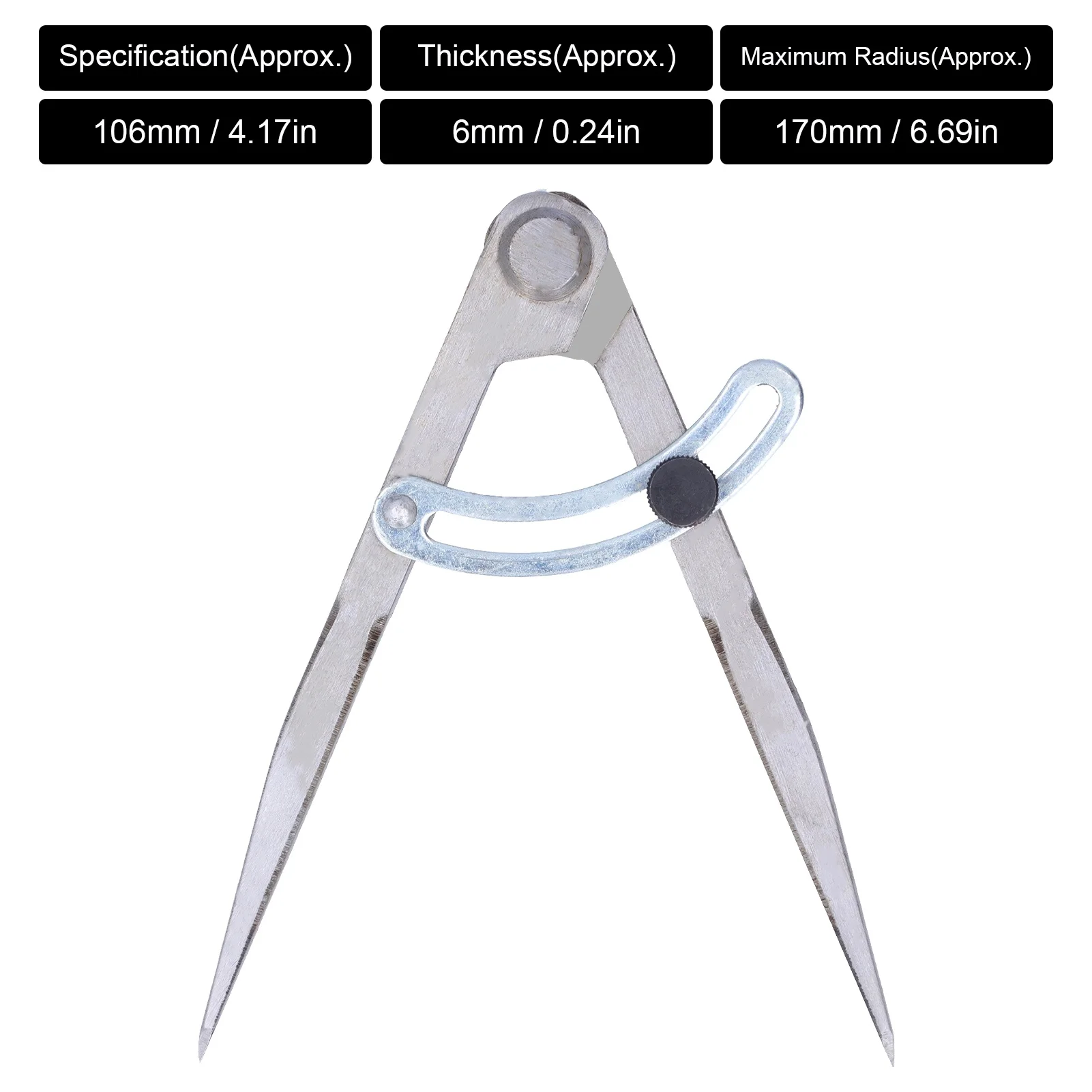 Wing Divider Gauge Compass Carbon Steel Adjustable Angle Scribing Tool for Woodworking