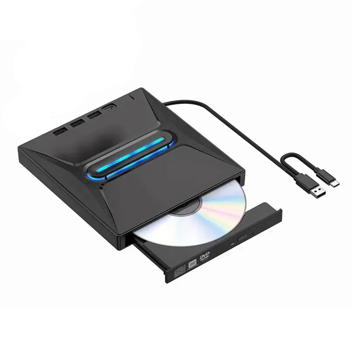 A49T USB 3.0 Внешний привод для компакт-дисков и DVD Высокоскоростной портативный привод для компакт-дисков/DVD +/-RW со считывателем SD-карт, запишителем для компакт-дисков и USB-C Conn