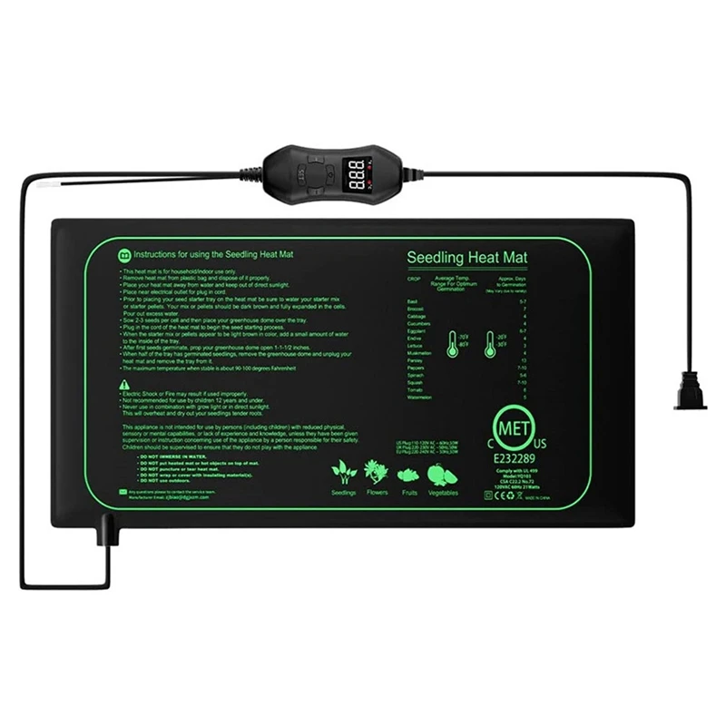 

Seedling Heat Mat With Thermostat With Temperature Setting From 5℃ To 42℃ For Plants Growth,Germination EU Plug