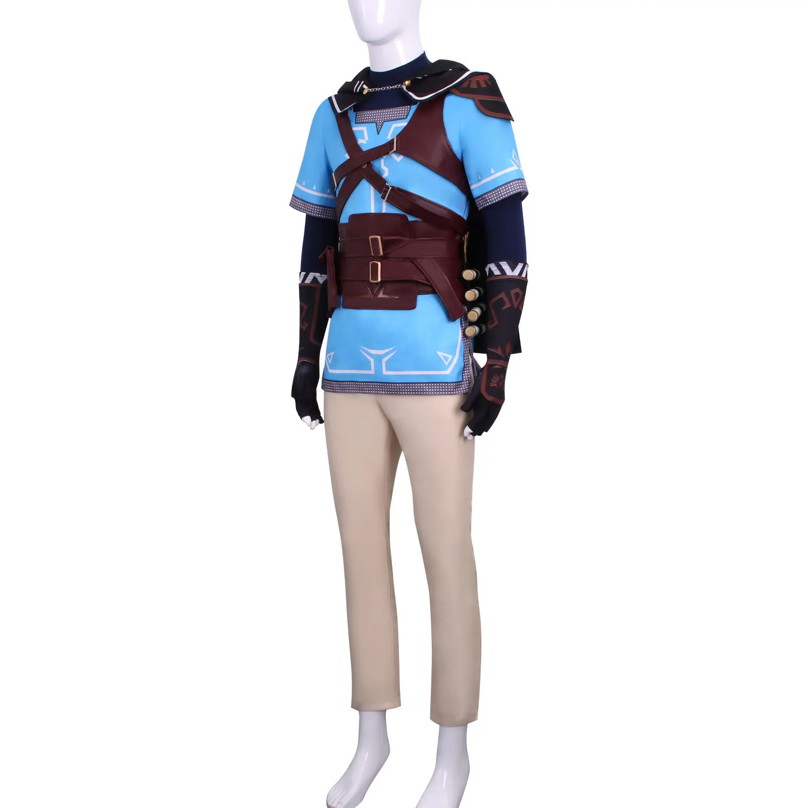 Link Cosplay Breath of The Wild Costume Wig Cloak Link Clothing with Accessories Halloween Carnival Outfit for Men