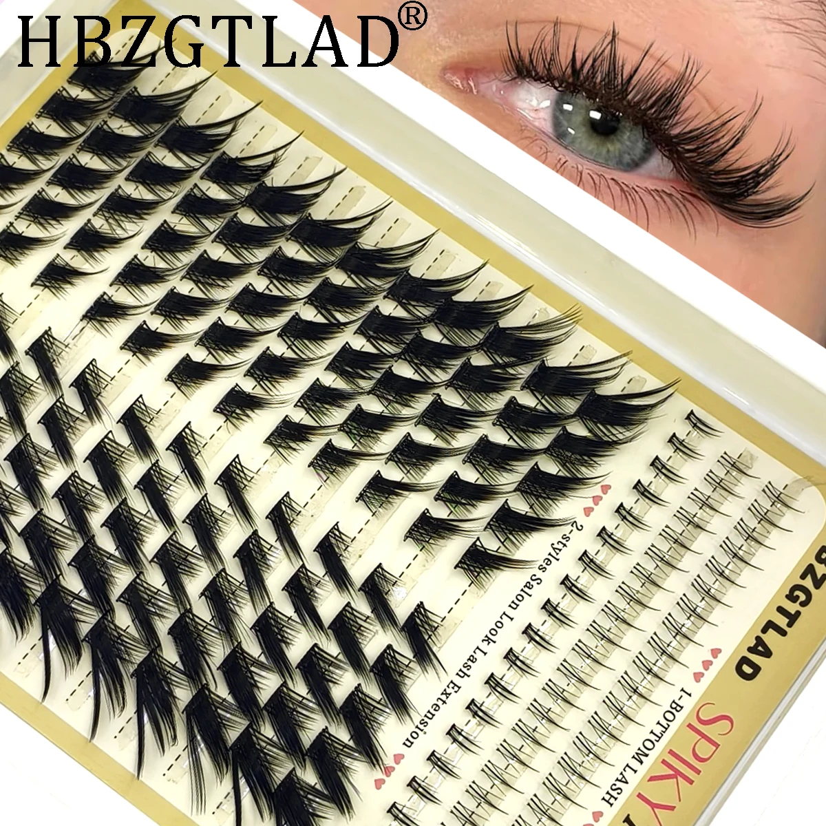204 Clusters Natural Oblique Flying Fox Style False Eyelashes 2 Bottom C Curl Individual Eyelashes Natural Look Beginners Wearin