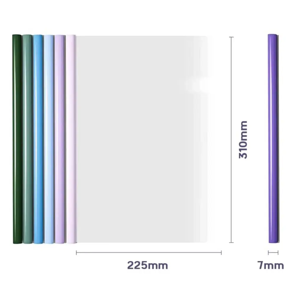 10PCS/Set Gradient Morandi Color A4 File Folder Waterproof Transparent Test Paper Storage Clip Draw Rod Office File Organizer