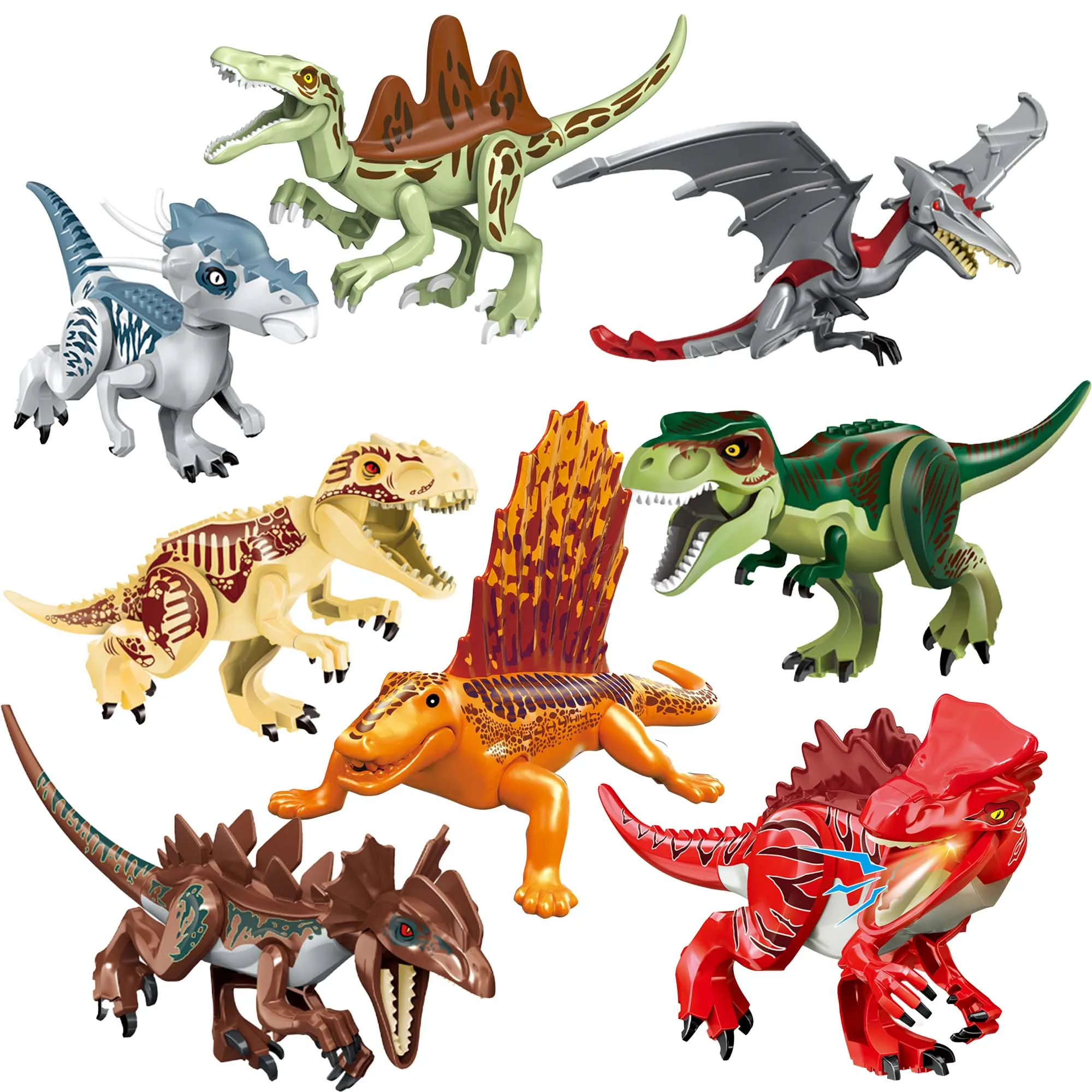 Dinosaur Building Blocks Dino Tyrannosaurus Rex Zoo Animal Stegosaurus T-Rex Raptor Triceratops Figures Bricks Toys For Boys