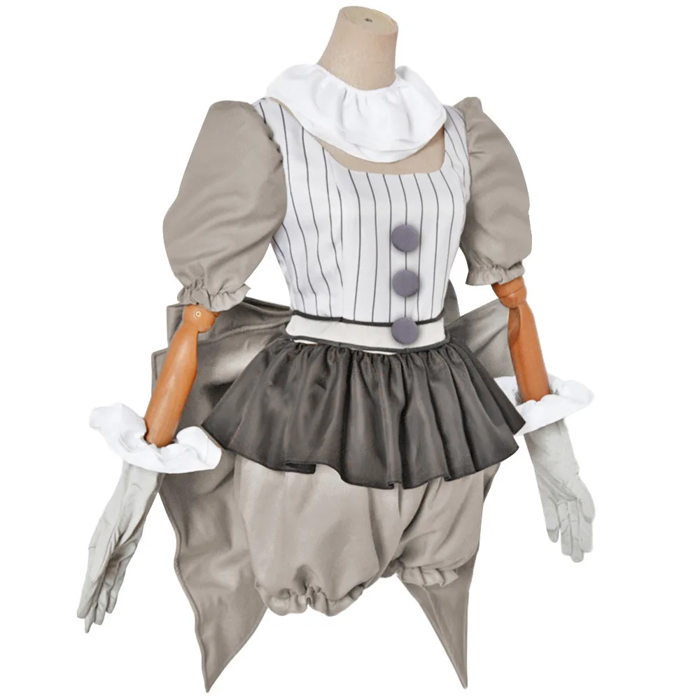 Filme palhaço cosplay pennywise traje peruca genderswap halloween horror lolita vestido feminino fantasia vestido carnaval festa conjunto completo