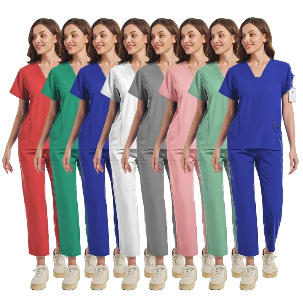 Medisch Uniform Verpleegster Vrouwen Scrubs Korte Mouw Zakarbeiders Verpleging Werknemers Scrubs Tandheelkunde Werkkleding Set Verpleegster Uniform