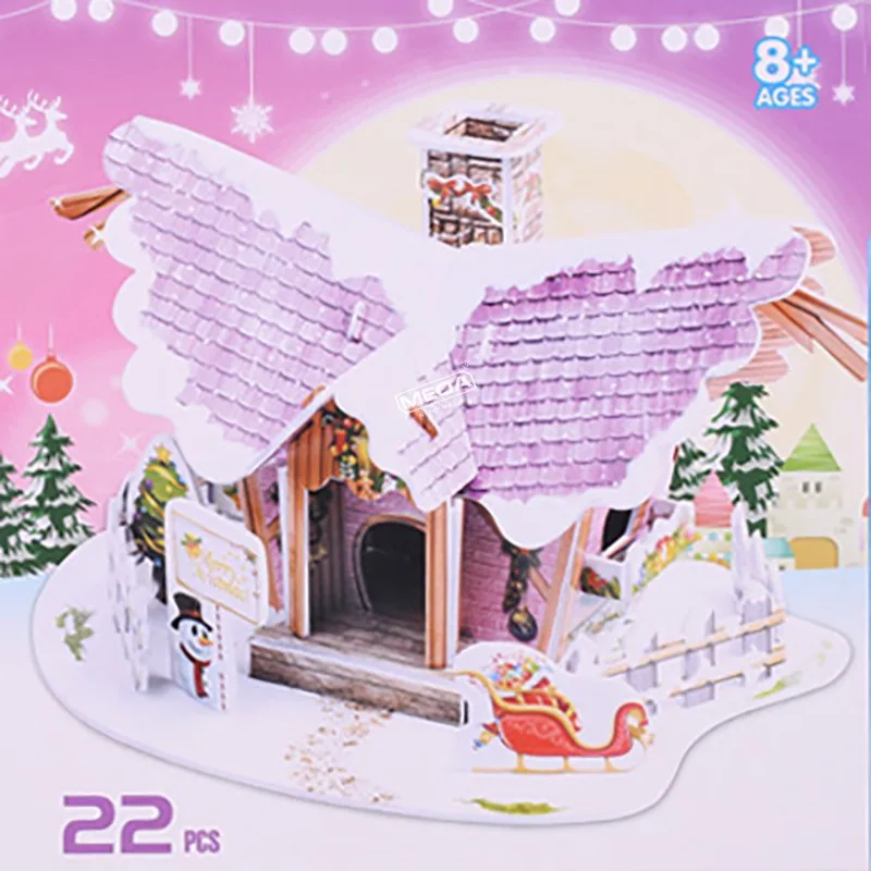 8 Style Christmas Castle Building 3D Puzzle Model X'max House Architecture Construction Jigsaw Puzzles Toys Kids Christmas Gift