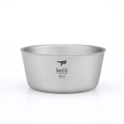 Keith 550ml Pojemnik na żywność Dwuścienna Miska tytanowa Outdoor Camping Miska piknikowa 114g Ti5322