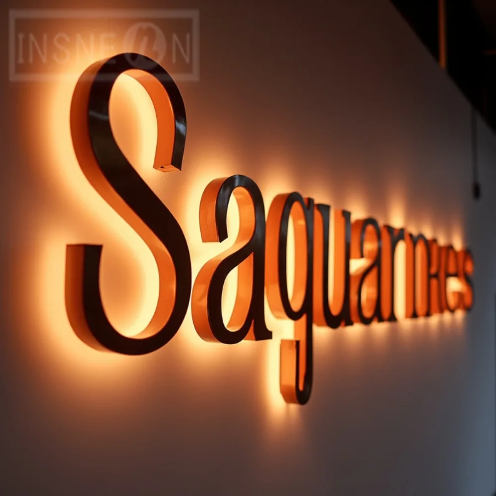 Custom 3D Backlit Letters Sign LED Light Up Metal  For Storefront Business Outdoor Waterproof Illuminated Advertising Signage