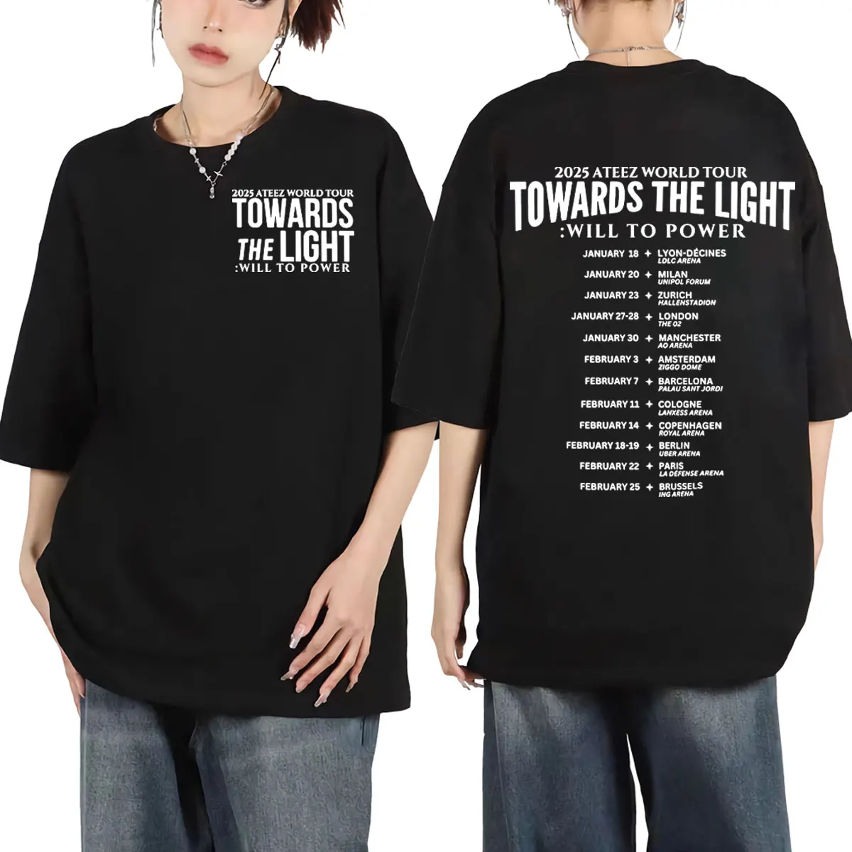 Kpop Ateez Towards The Light World Tour 2025 T Shirt Fashion Hip Hop Short Sleeve T-shirt Men's Women's Casual Comfort T-shirts