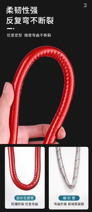 جديد 20-500 سنتيمتر 304 الفولاذ المقاوم للصدأ دش رئيس خرطوم مرنة مكافحة تحرق المغلفة الأنابيب ارتفاع ضغط أنبوب دش الحمام قوي #5