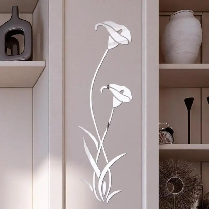 1 Stück 3D DIY Blumenform Acryl Wandaufkleber Moderne Heimdekoration Abnehmbare Wandtapete Kunst-Aufkleber Wohnzimmer-Dekoration