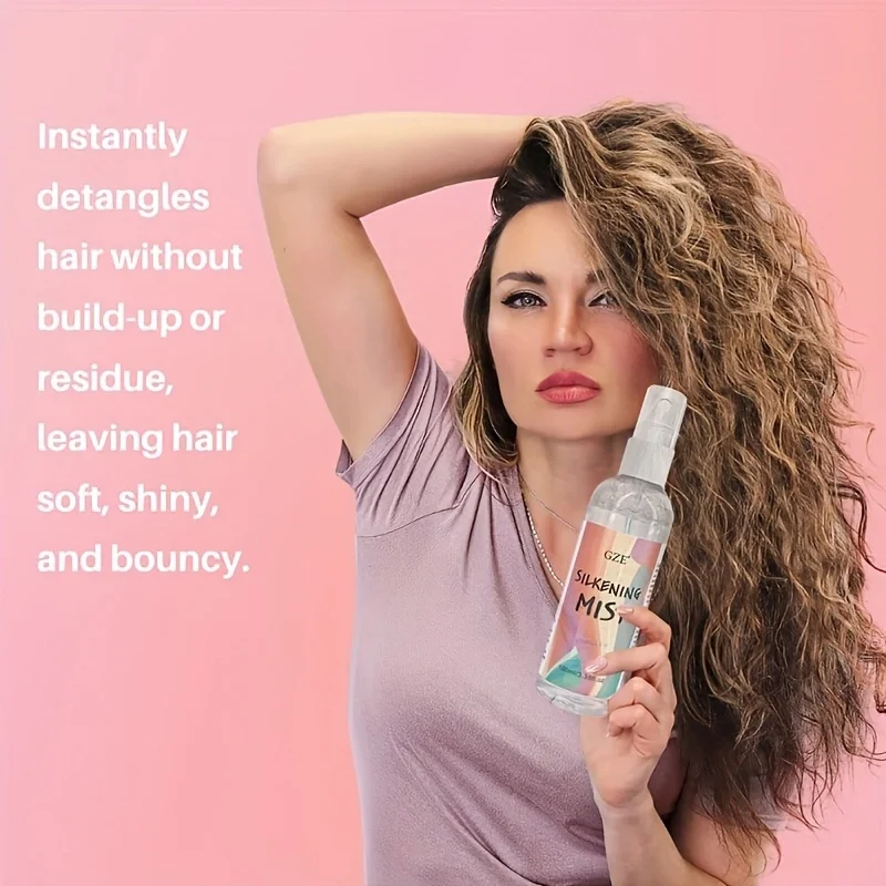 GZE HAIR SILKENING SPRAY Silk Therapy Thermal Shield for Unisex Fine-Mist, Polishes, Silkens, and Smooths Curly Texture