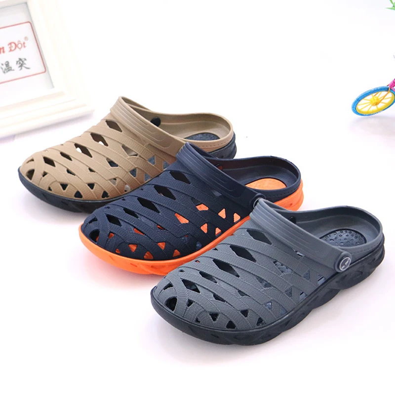 New Men\'s Slippers Sandals Summer fashion Outdoor Casual Dual-use Shoe Anti-skid Breathable Silicon Gel Hollow Shoes