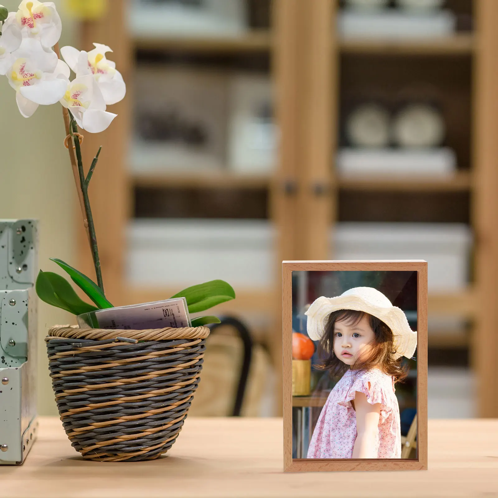 

1pc Wood Piggy Money Saving Savings Box Box Piggy Bank For Kids Photo Frame 6 Money Jar Inch Clear Window Storage Jar