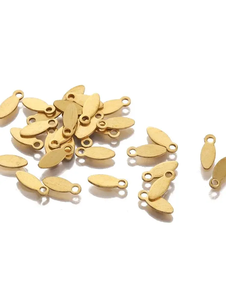 100pcs Raw Brass Oval Flat Blank Tag Charms Drop Shape Stamping Small Pendant For Necklace Bracelet Jewelry Making Finding