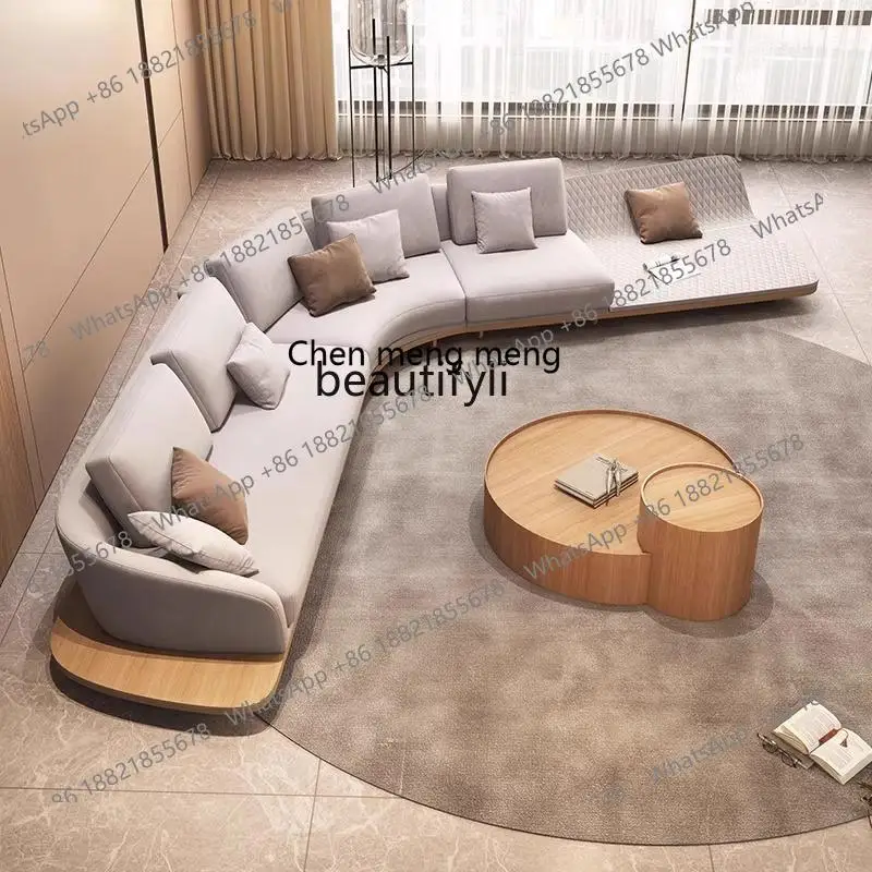 z183 Italian minimalist, leather curved sofa, corner fabric sofa
