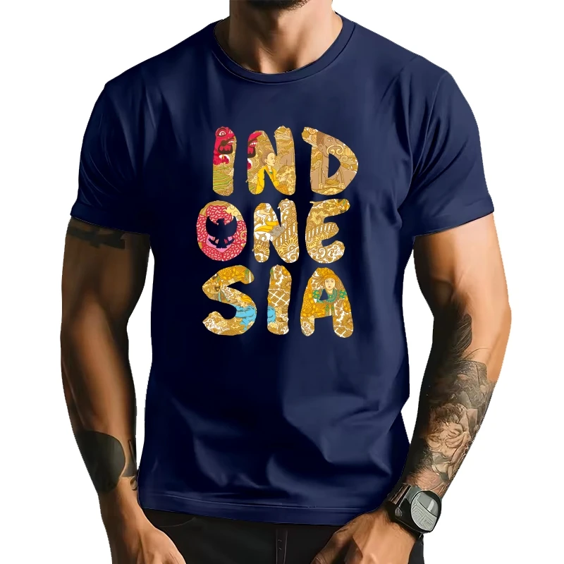 

INDONESIA FONT Figures Tshirt Cotton O-Neck Tops T Shirt Short Sleeve Summer Tops Shirts Prevailing Text T-Shirt For Men