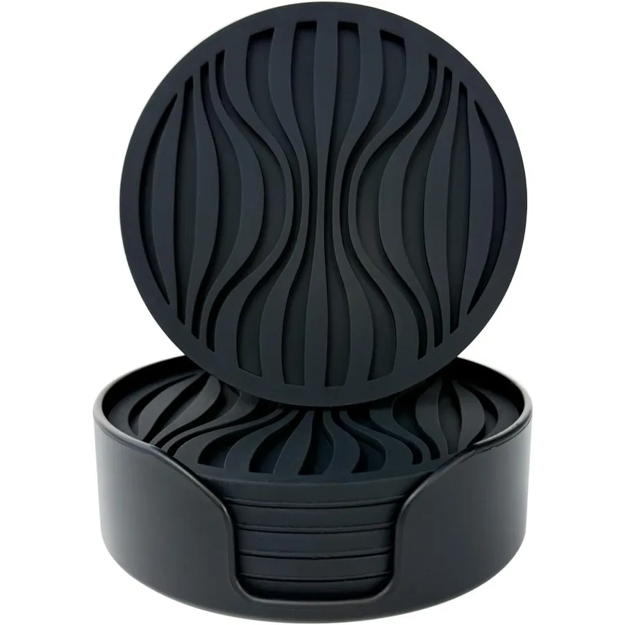 

Silicone Coaster Set of 6 Pieces with Silicone Cup HolderDrinking Coasters Cup Mat for Drinks Live for Hot or Cold Drink Thicke