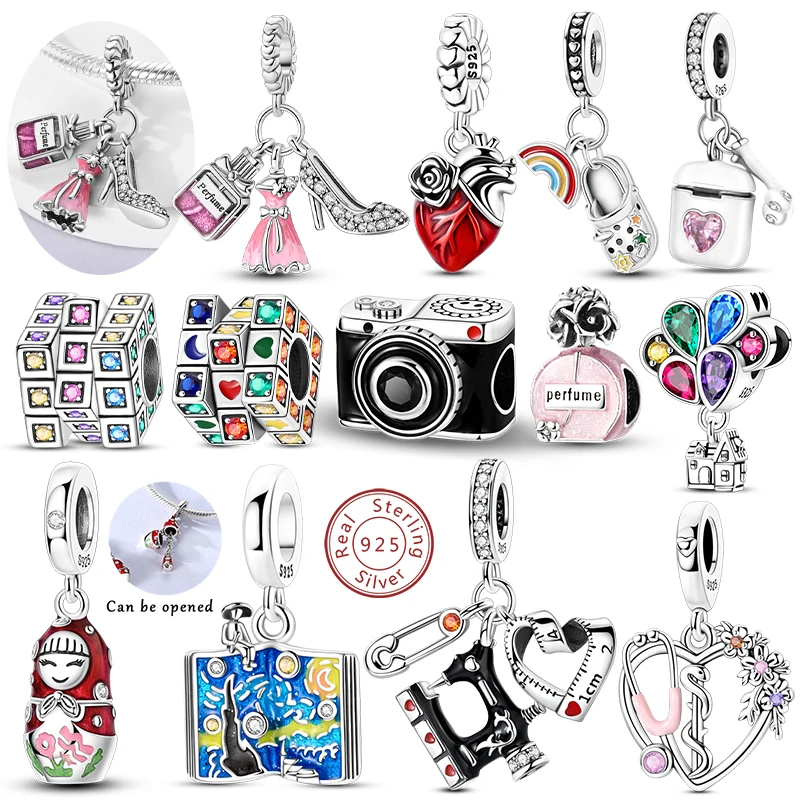 Hot Sales Original 925 Sterling Silver Charms Bead Ballet Shoes Bow Perfume Dress Pendant Fit Bracelet Bangle Woman Jewelry Gift