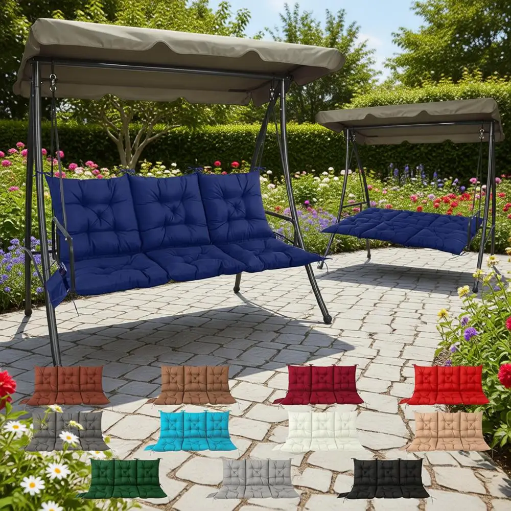 

Подушка для уличных качелей 60x40 дюймов, толщина 4 дюйма, темно-синяя, с завязками и сумкой для хранения, водонепроницаемая, для патио и сада