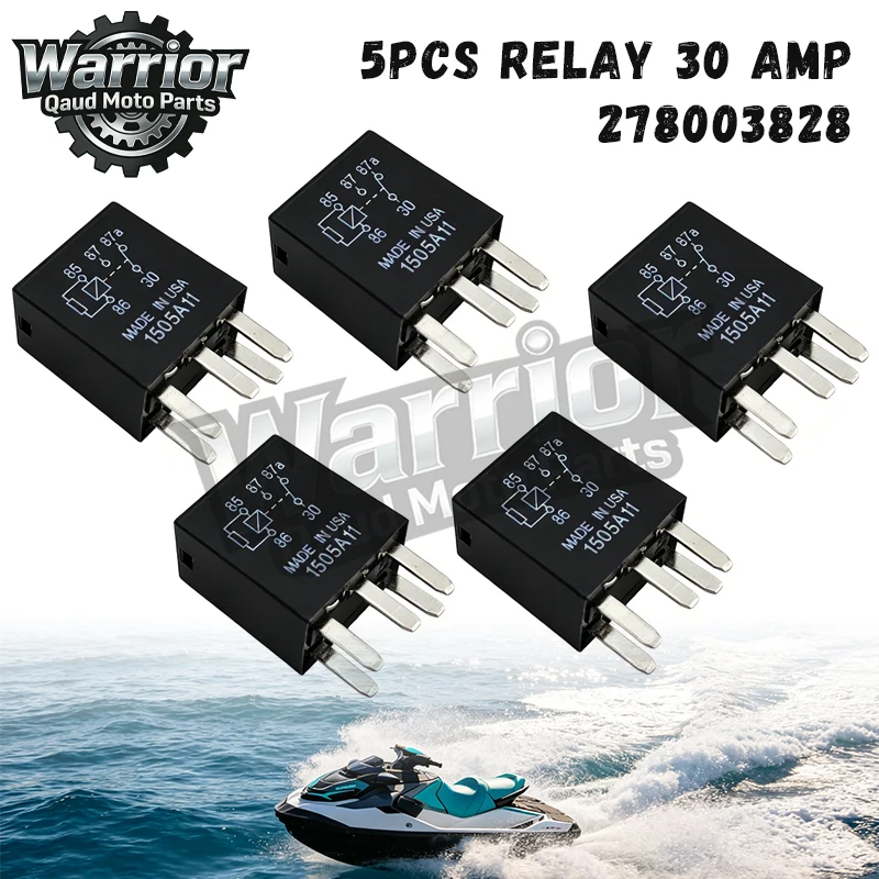 5 Relés de 30 Amperios 278003828, para SEA-DOO GTI 130, GTR 215, GTS, GTX 170, RXP 325, RXT-X 260, SPARK 900, WAKE 155, SPORT 300 4-TEC FISH SP