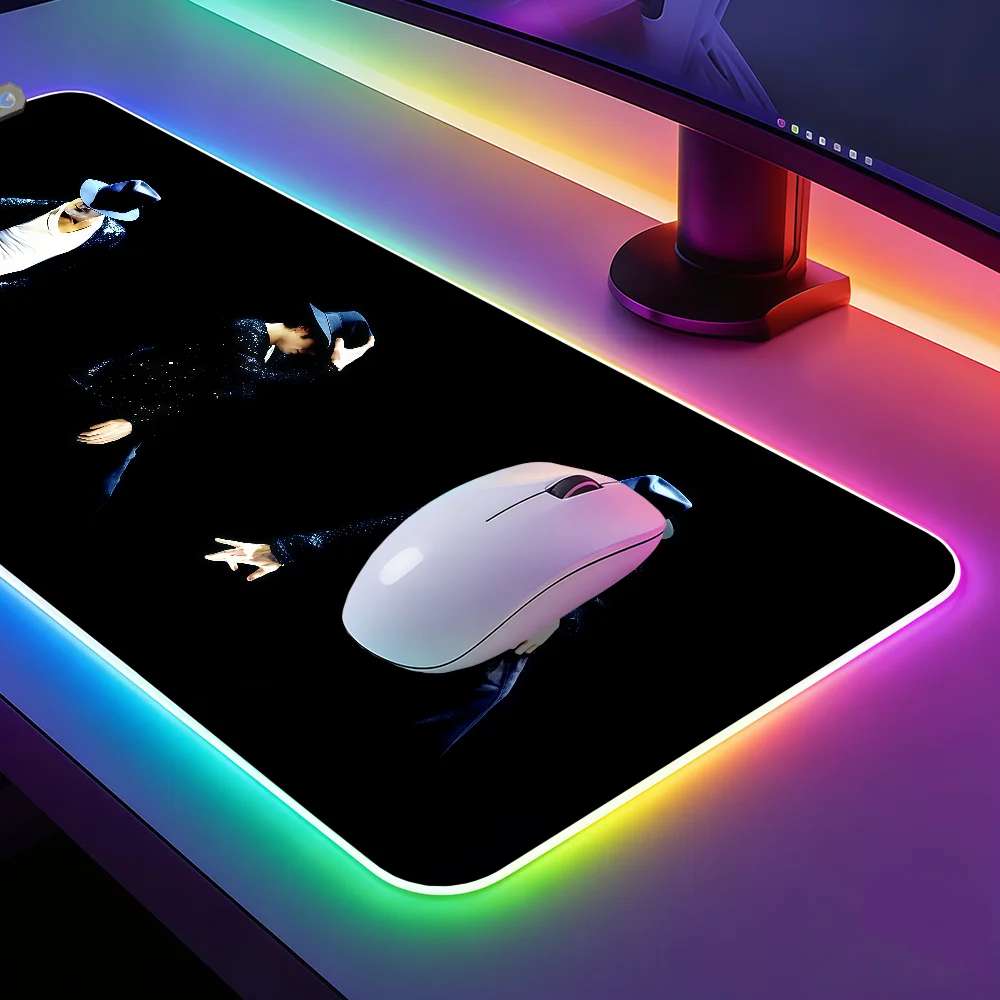 2026 Cool J-Jackson M-Michael Mouse Pad Gaming MousePad LED Table Pads Micro USB Backlit Rubber RGB Desk Mats Desktop XXL