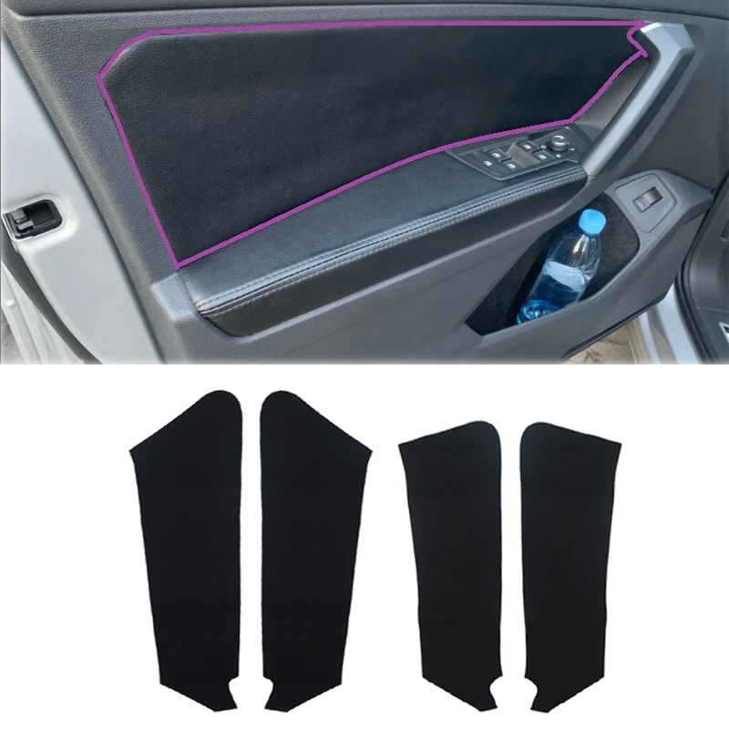 For VW Tiguan 2017 2018 2019 4pcs Black Microfiber Leather Interior Door Panels Guards Door Handle Panel Cover Protective Trim