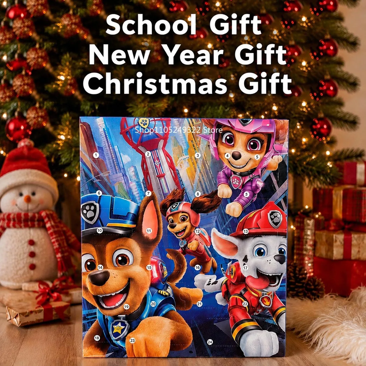 PAW Patrol 24-teiliger Anime-Adventskalender (Weihnachten/Halloween) Cartoon-Puzzle-Spielzeug Actionfiguren Neujahrsgeschenk