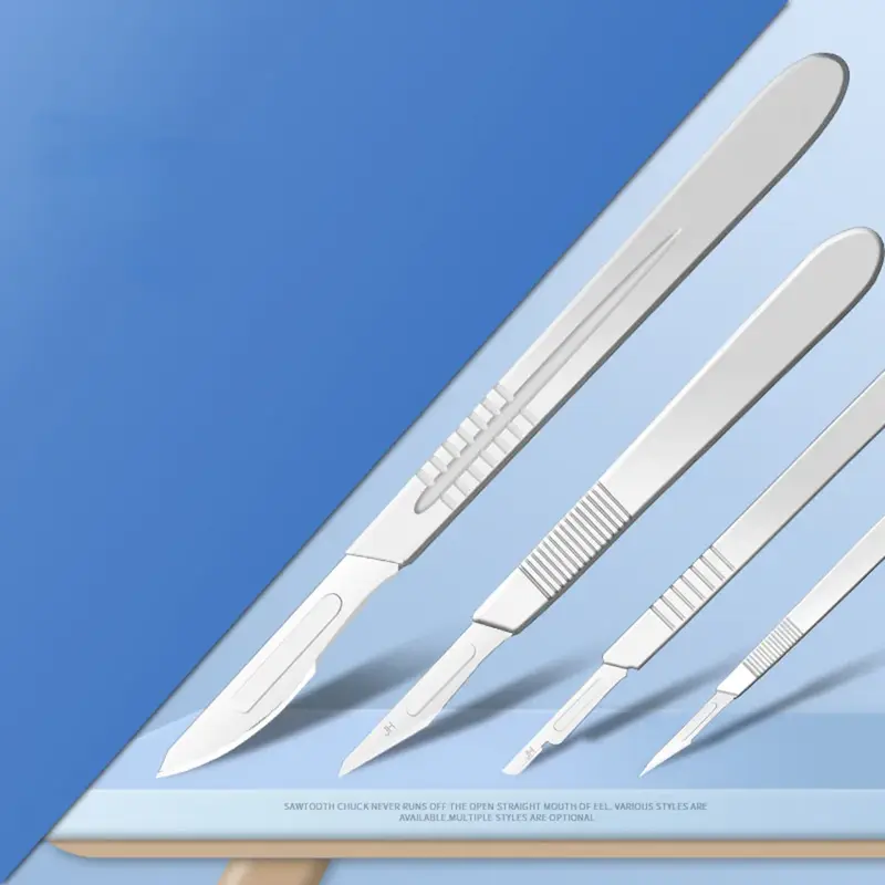 10pcs 10#--24# Carbon Steel Surgical Blades + 1pc 3# 4# Handle Scalpel DIY Cutting Tool PCB Repair Animal Surgical Knife - Image 2