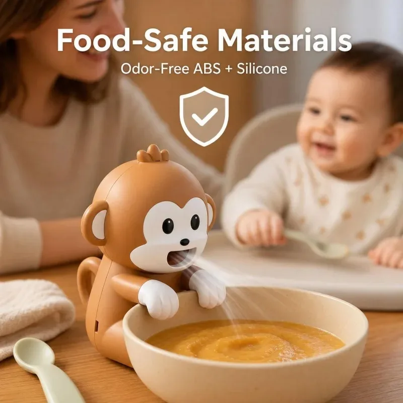 Portable Monkey Shaped Food Cooling Fan USB Rechargeable 3 Speed Silent Clip on Mini Blower for Baby Food Soup Desk Home Travel view 3