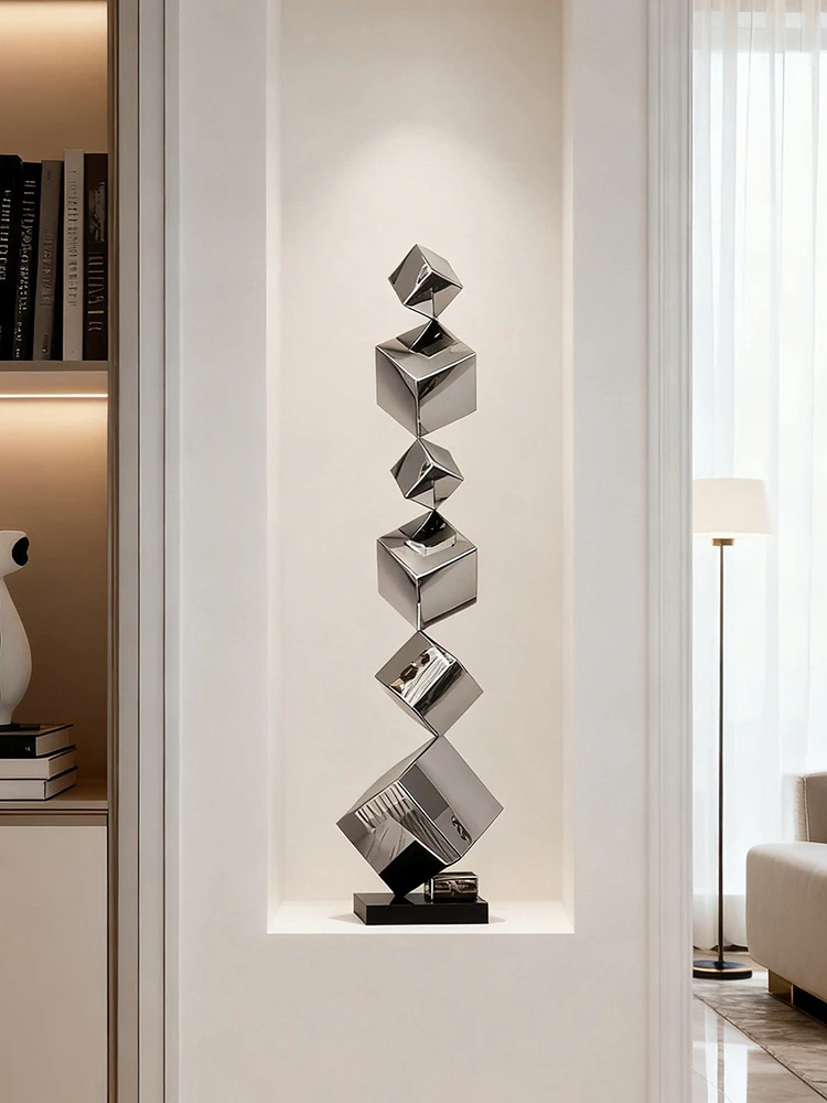Modern Stainless Steel Art Sculpture Ornaments,Luxury Living Room Foyer,TV Cabinet,Hotel Handicrafts Decorations Gift 100cm