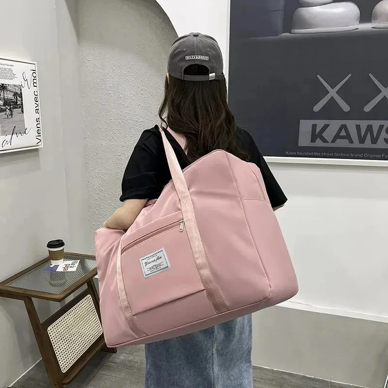 1pc Rosa/Blu/Grigio Borsa da viaggio di grande capacità Borsa sportiva portatile con cerniera Borsa da palestra versatile Piccola, media e grande