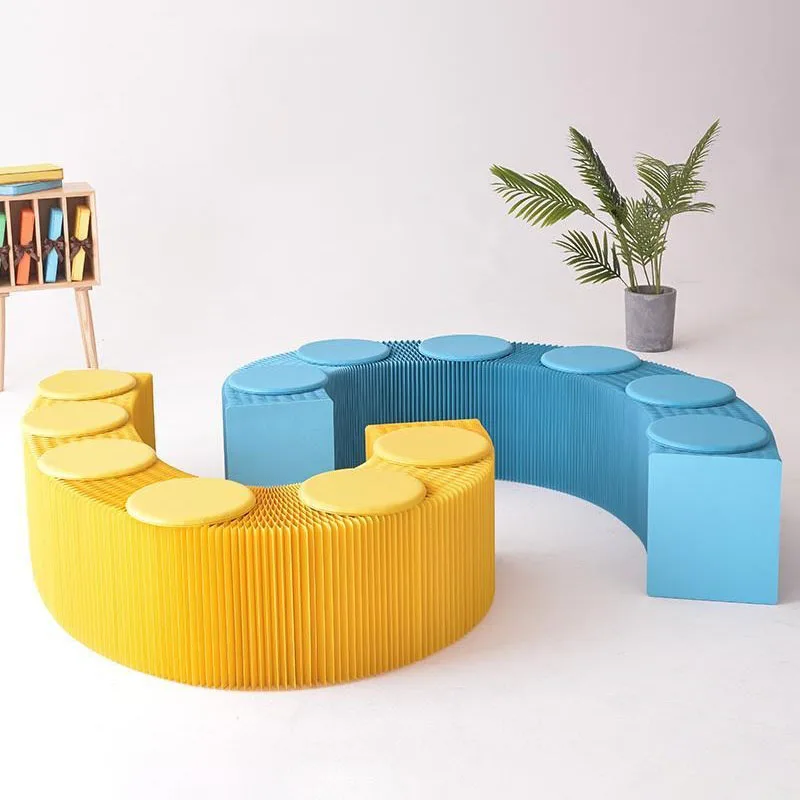 Multifuncional Folding Stool com Almofada, Otomano Armazenamento, Telescópico, Portátil, Decorativo Móveis de Interior, Sala de estar, 6 Assentos