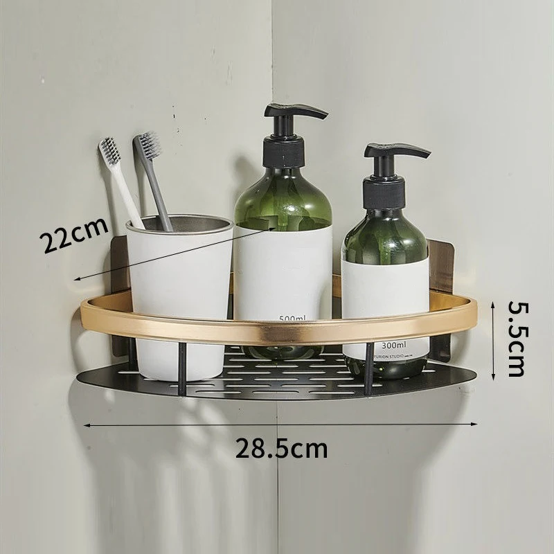 Bathroom Shelf Aluminum Alloy Shampoo Rack Kitchen Storage Organizer Shelves No Drill Corner Shelf Bathroom Accessories