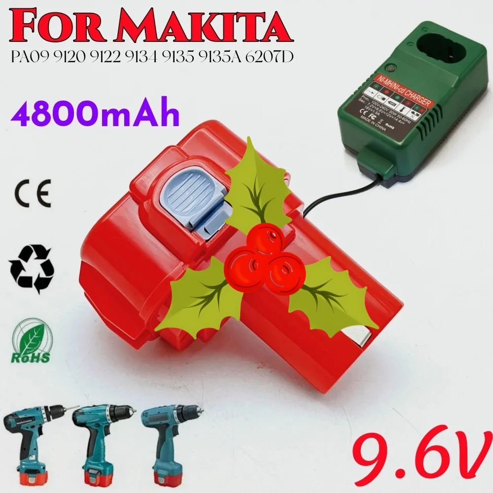 4800 мАч для Makita PA09 9120 9134 9135 9135A 9102 6207D 6222D 6261D 6207D 192595-8 192596-6 Аккумуляторы для электроинструментов