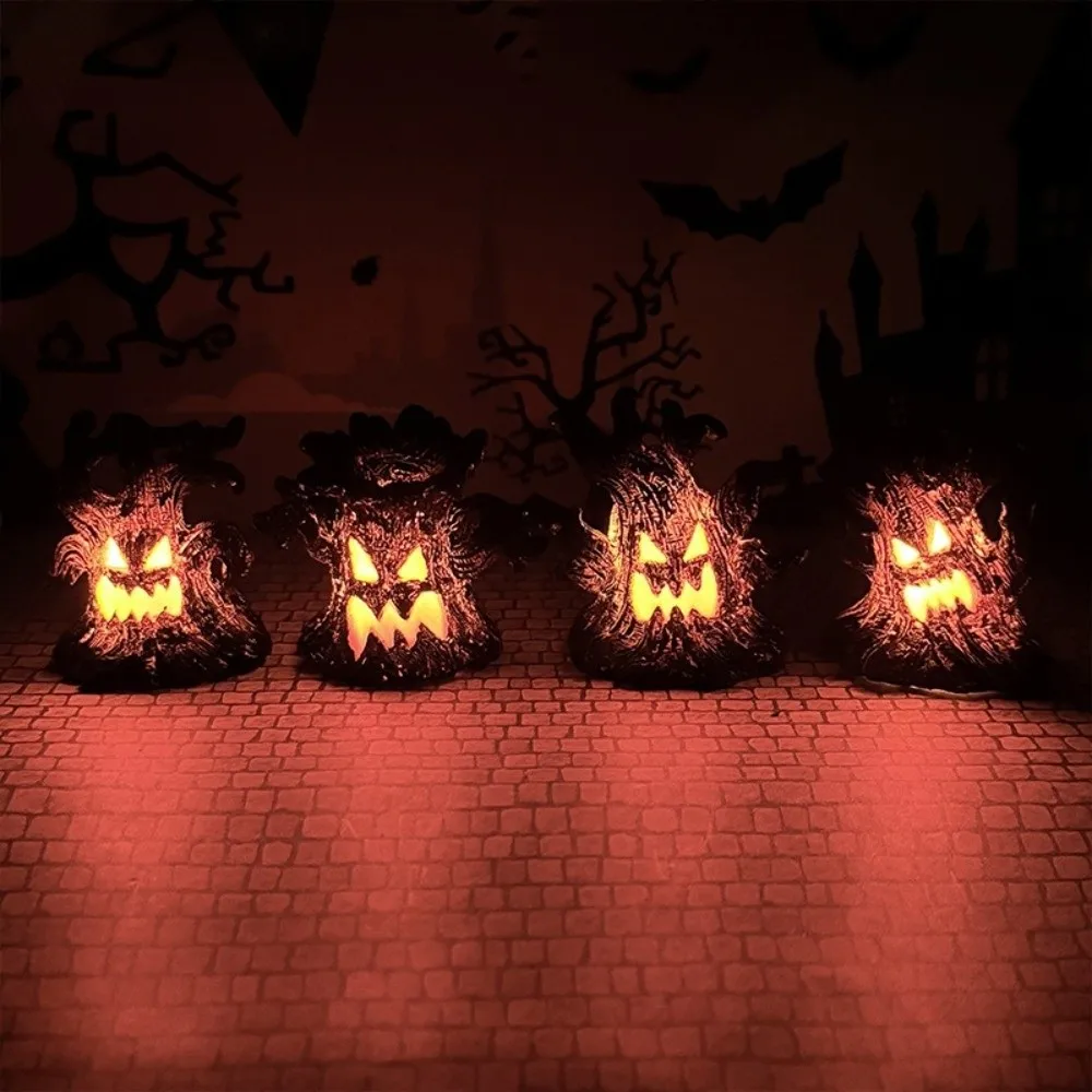 Resin Halloween Monster Tree Light Ornament Mini Tree Stump Spooky LED Ghost Decor Lights Simulated Tree Glow Effect