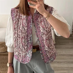 2024 Autumn European And American Style Women's Clothing New Fashion Retro Casual Simple Temperament Printed Cotton Vest Top