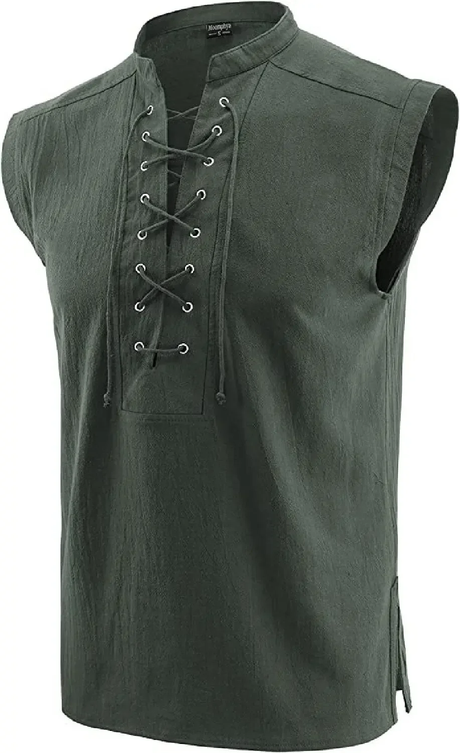 Camiseta sin Mangas Estilo Medieval Vintage para Hombre, Camisa Gótica con Cuello Alto y Lazo, Playeras para Hombres