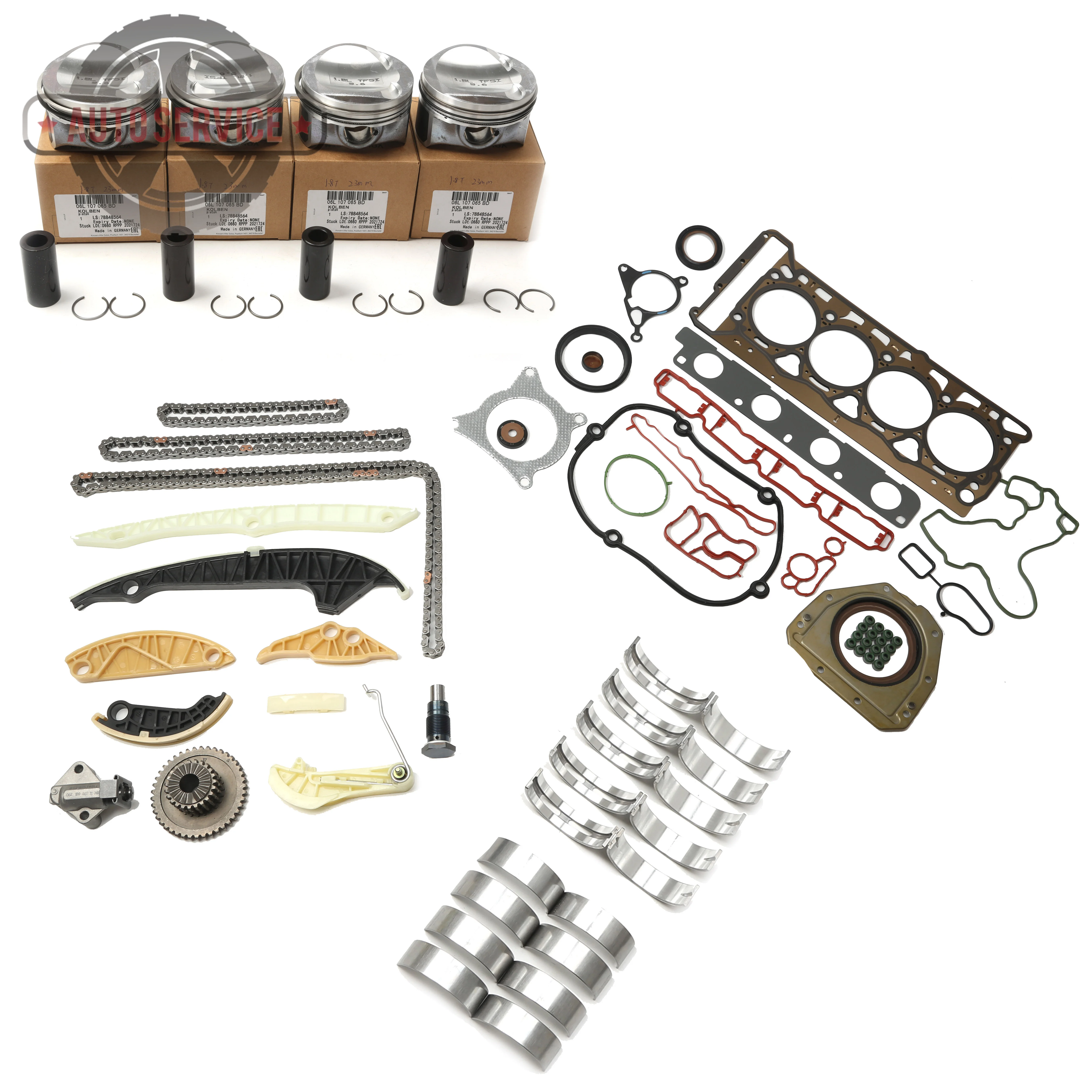 

06H 107 065 DF Engine Piston Assembly Tensioner Gasket Bearing Overhaul Kit For VW CC Passat Audi A3 A4 A5 TT 1.8T Pin 23mm