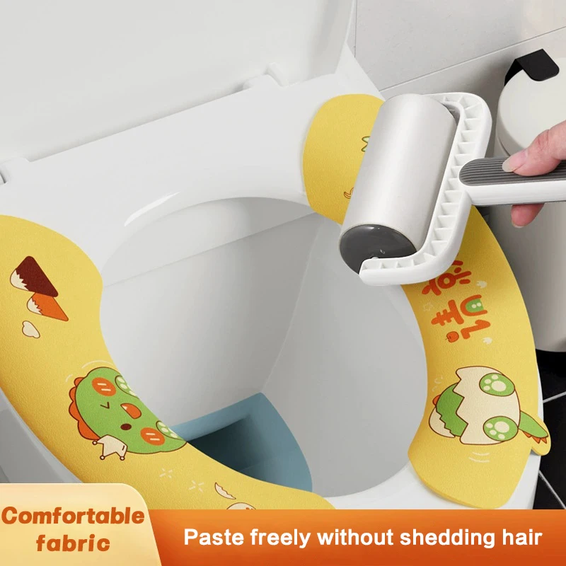 1Pair Toilet Seat Cover Cartoon Washable Bathroom Toilet Seat Pad Cute Reusable Soft Thick Sticky Closestool Seat Mat