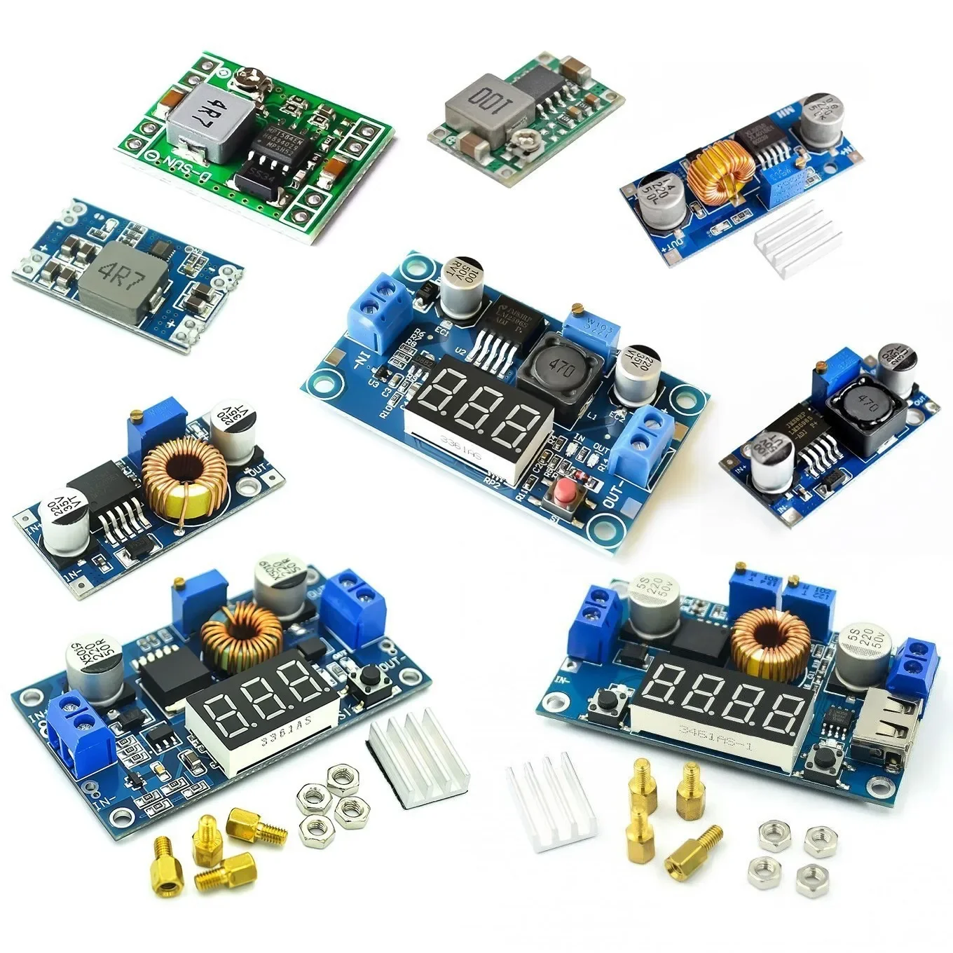 LM2596S 5A XL4015 XL4005 DC placa de módulo de fuente de alimentación estabilizada Buck ajustable A 5A 75W 24V a 12/5V MP1584EN MINI360 MINI560