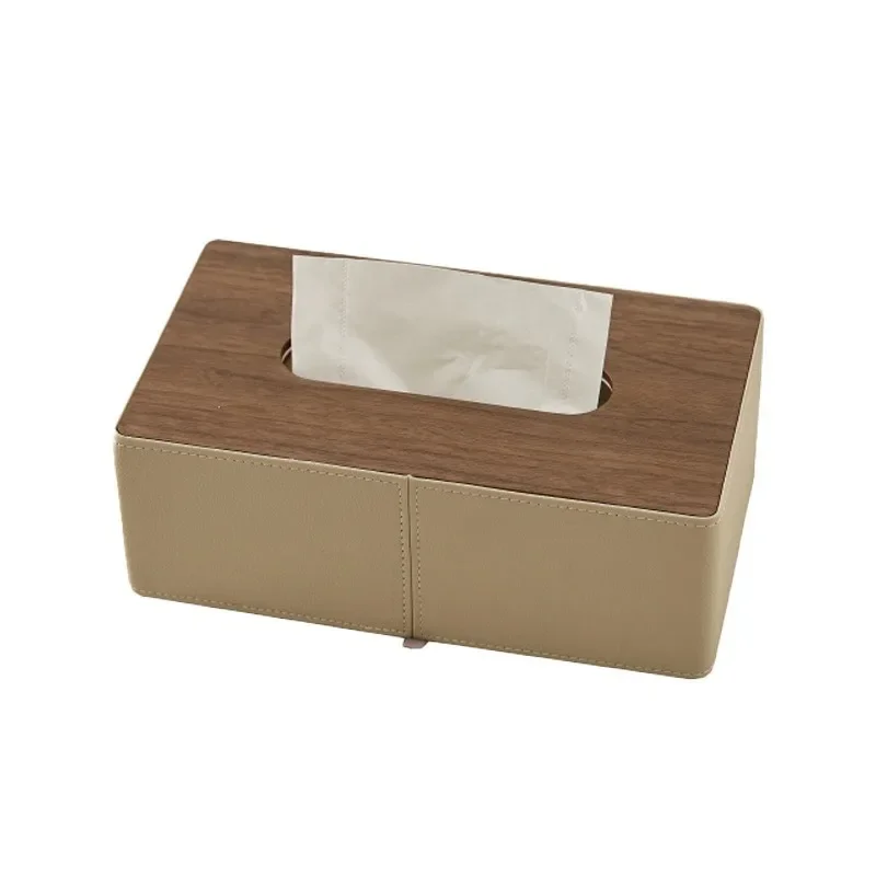 

Wooden Organizer Storage Trays Luxury Removable Rectangle Makeup Table Leather Food Tray Kitchen Spice Decorative