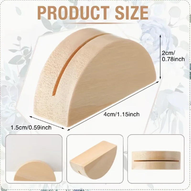 Practical Semi-Circle Wooden Display Holder for Photos, Name Cards and Table Numbers, Versatile Ornament for All Kinds of Events