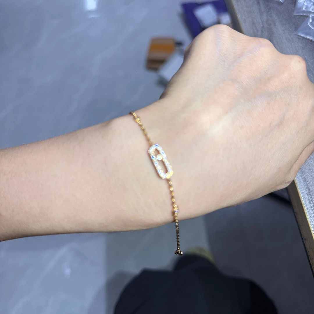 S925 Sterling Silber Einzel-Diamant Damenarmband CNC-beschichtet 18K Gold Voll-Diamant Flexibles Armband – Detail 2