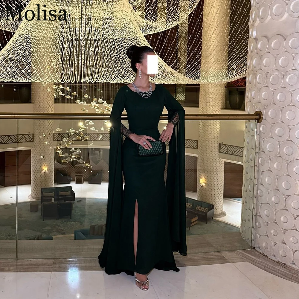 

MOLISA Saudi Arabia Green Party Evening Gown 2025 Customized Chiffon A-Line Prom Dress Long Formal Occasion Dress فساتين الحفلات