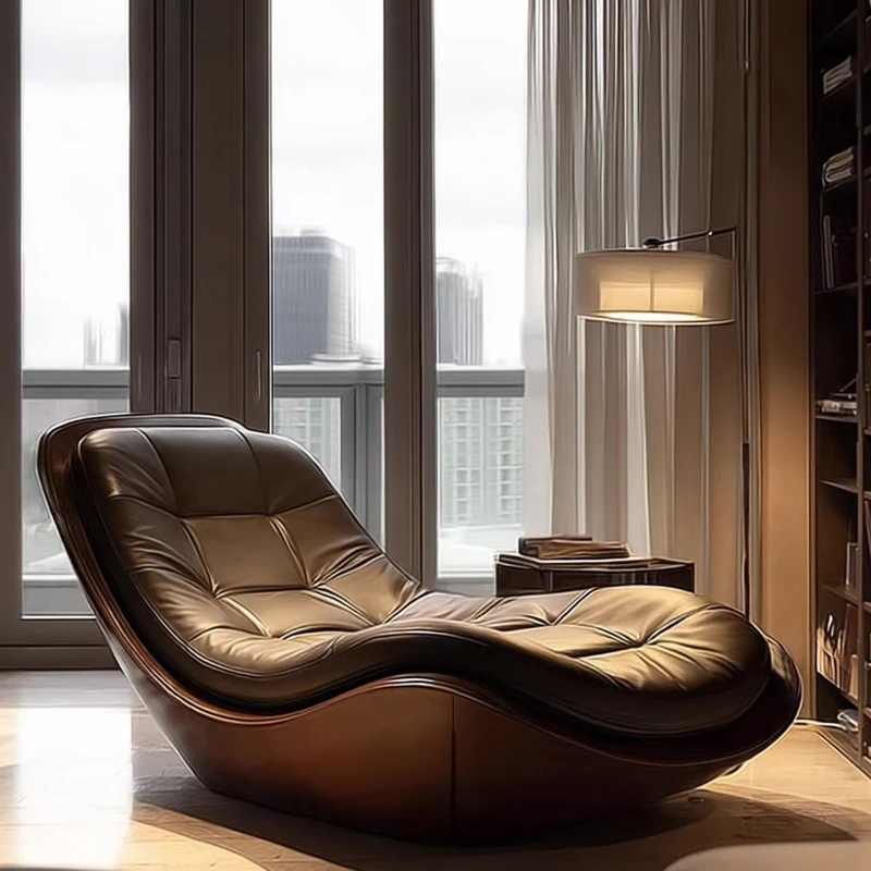 

Living room balcony household light luxury high-end leather single lazy chair leisure chair