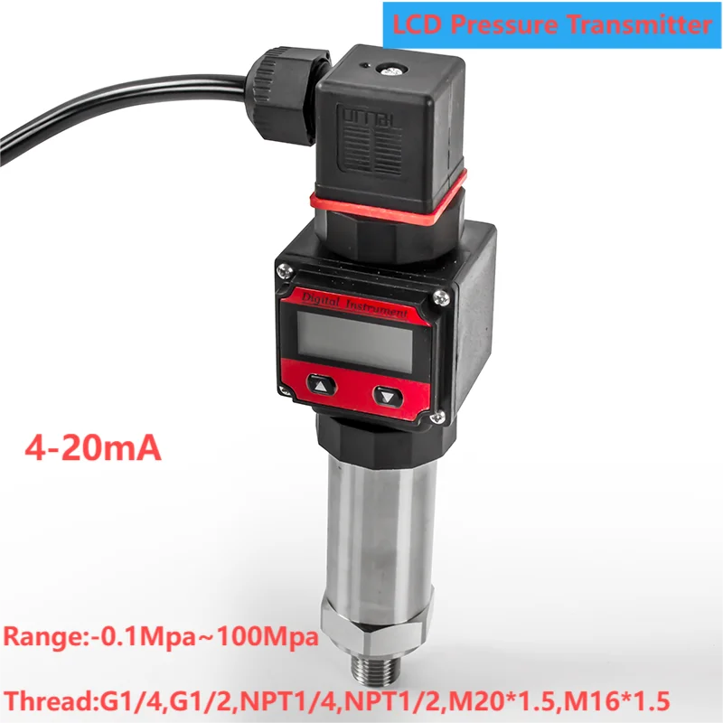 4-20mA LCD Hersman Pressure Sensor Transmitter -1bar to 1bar 0-1bar 10bar 800bar Range G1/4 G1/2 NPT1/4 LCD Pressure Sensor