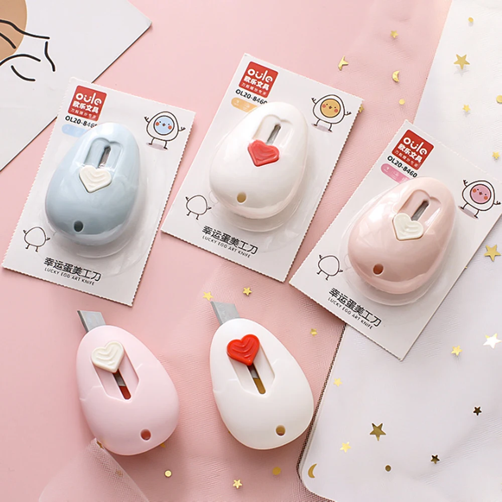 1 قطعة Lytwtw's Kawaii جيب صغير البيض الحب الفن سكّين متعدّد الاستخدامات صندوق سكين الة قطع الورق الحرفية التفاف إعادة الملء شفرة القرطاسية #2