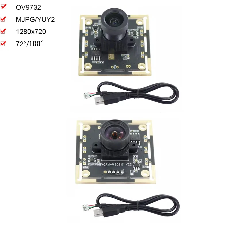 720P 1MP HD OV9732 USB Camera Module 72/100 Degree Adjustable Manual-focus MJPG/YUY2 for   Intelligent Terminal Equipment