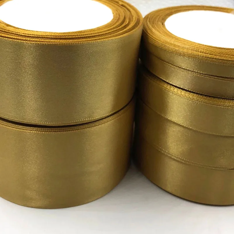 1 Roll Gold 25 Yards 6mm - 50mm Satin Ribbon Sash Gift Bow Craft Wedding Party Supplies Event Anniversary Banquet Decoration 104